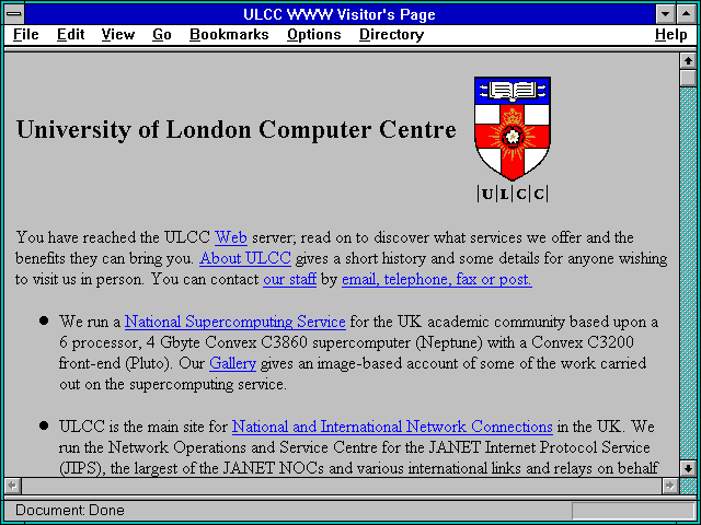 Screenshot of ULCC WWW Visitor's Page
