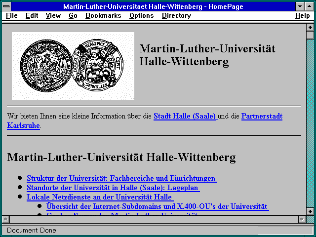 Screenshot of Martin-Luther-Universitaet Halle-Wittenberg - HomePage
