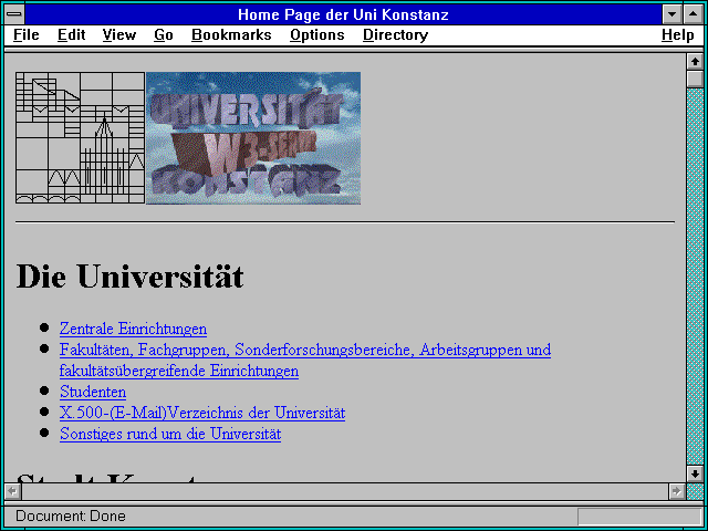 Screenshot of Home Page der Uni Konstanz