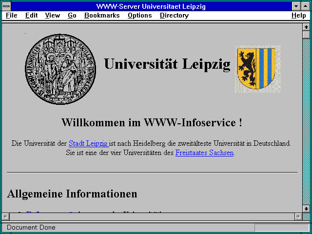 Screenshot of WWW-Server Universitaet Leipzig