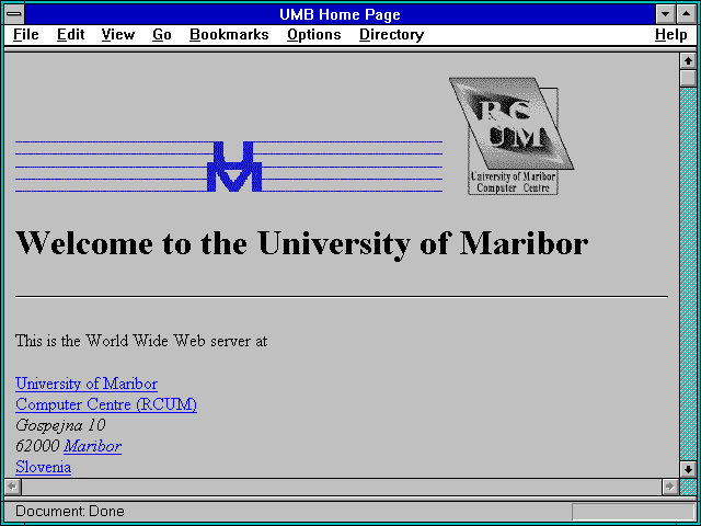 Screenshot of UMB Home Page