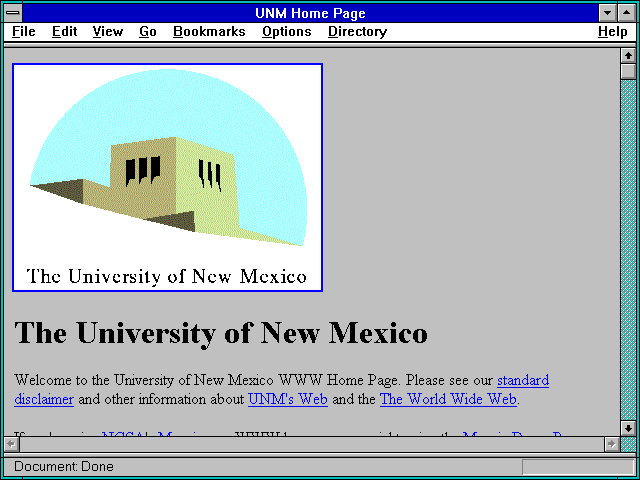 Screenshot of University of New Mexico