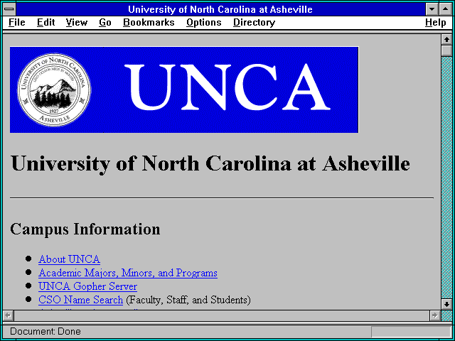 Screenshot of University of North Carolina at Asheville
