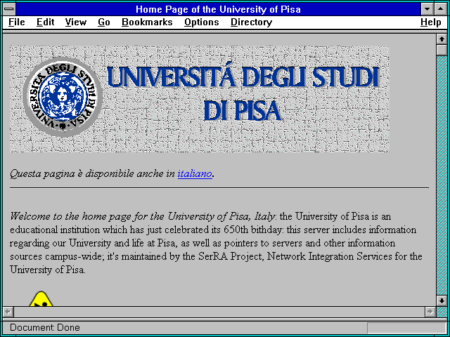 Screenshot of Home Page of the University of Pisa
