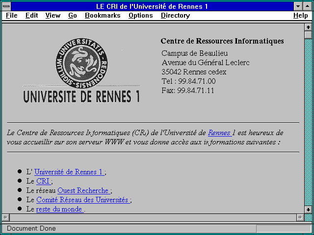 Screenshot of LE CRI de l'Universite de Rennes 1