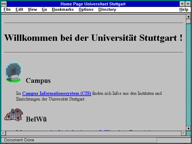 Screenshot of Home Page Universitaet Stuttgart