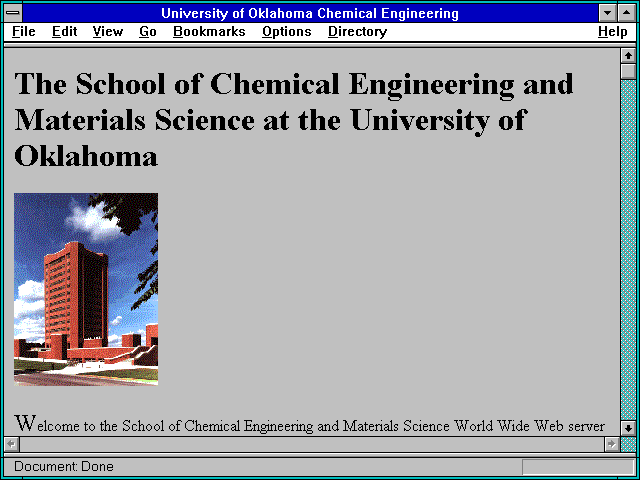 Screenshot of University of Oklahoma Chemical Engineering
