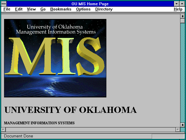 Screenshot of OU MIS Home Page