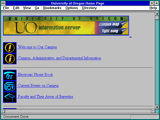 Screenshot of University of Oregon Home Page