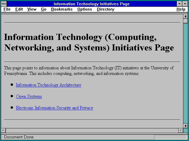 Screenshot of Information Technology Initiatives Page