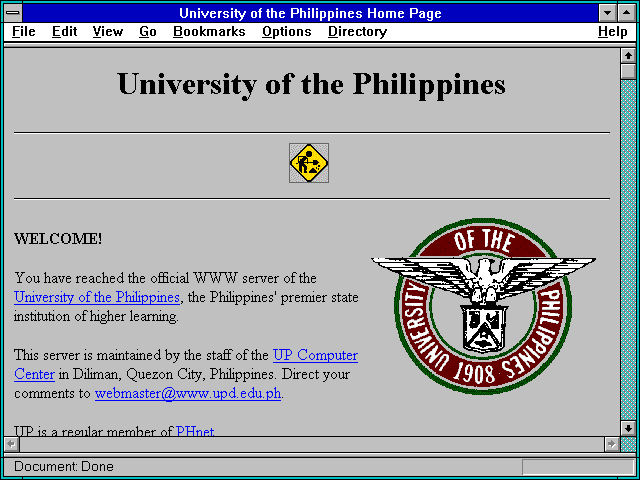 Screenshot of University of the Philippines Home Page