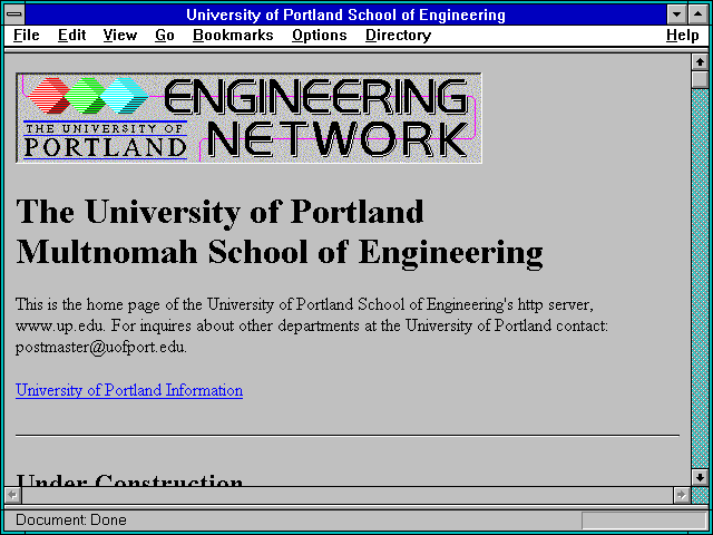 Screenshot of University of Portland School of Engineering