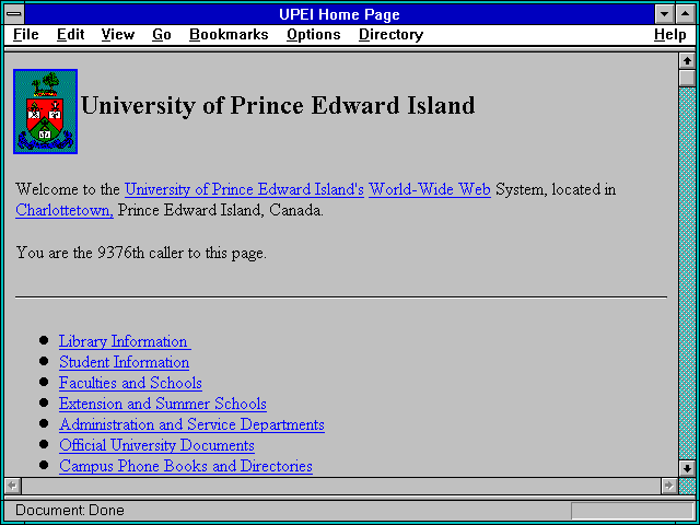 Screenshot of UPEI Home Page