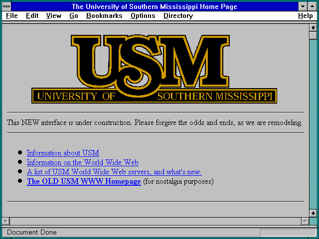 Screenshot of The University of Southern Mississippi Home Page