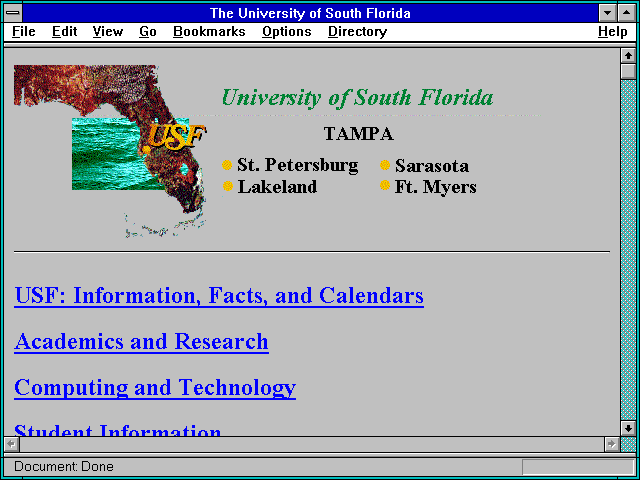 Screenshot of The University of South Florida