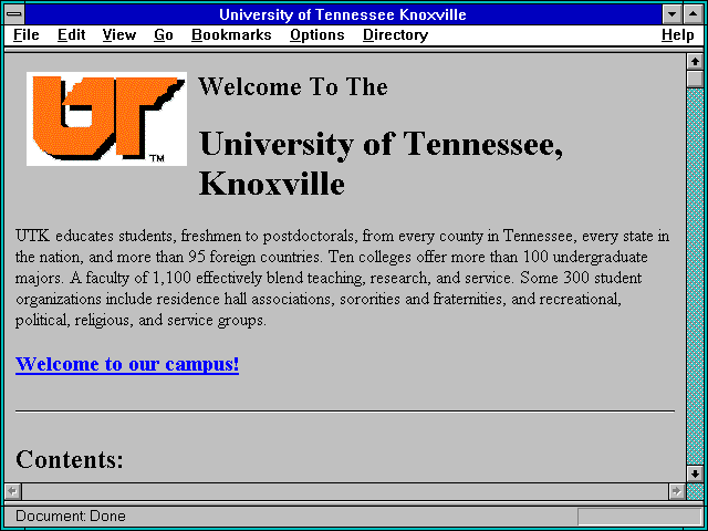 Screenshot of University of Tennessee Knoxville