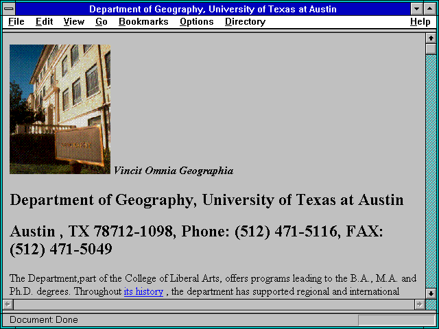 Screenshot of Department of Geography University of Texas at Austin