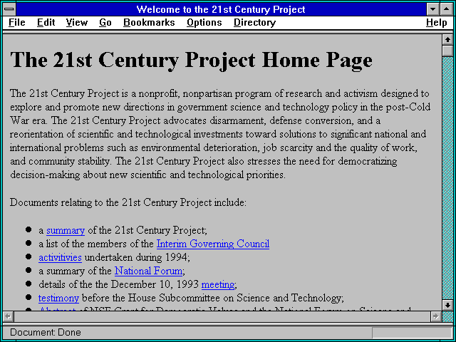 Screenshot of Welcome to the 21st Century Project