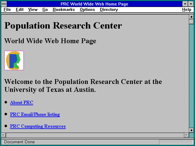Screenshot of PRC World Wide Web Home Page