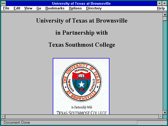 Screenshot of University of Texas at Brownsville