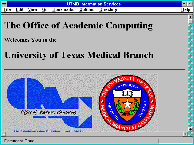 Screenshot of UTMB Information Services