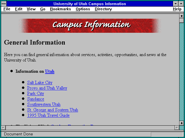Screenshot of University of Utah Campus Information