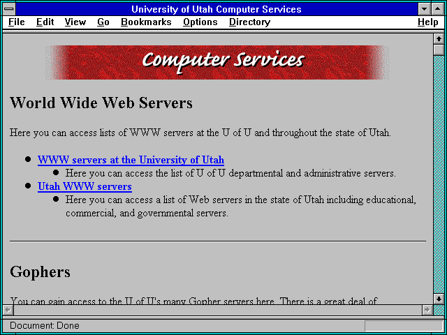 Screenshot of University of Utah Computer Services