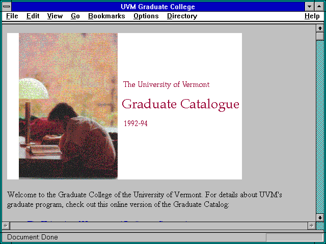 Screenshot of UVM Graduate College