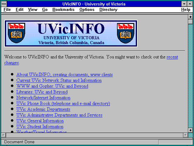 Screenshot of University of Victoria