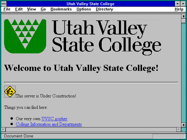 Screenshot of Utah Valley State College