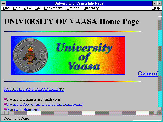 Screenshot of University of Vaasa http://www.uwa.