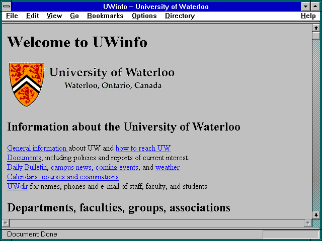 Screenshot of UWinfo -- University of Waterloo