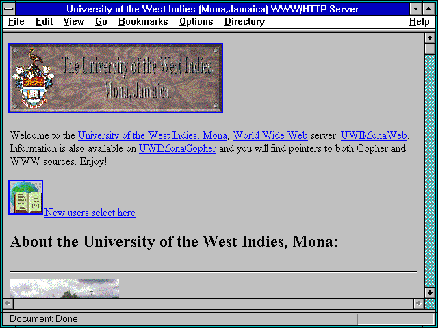 Screenshot of University of the West Indies (MonaJamaica) WWW/HTTP Server