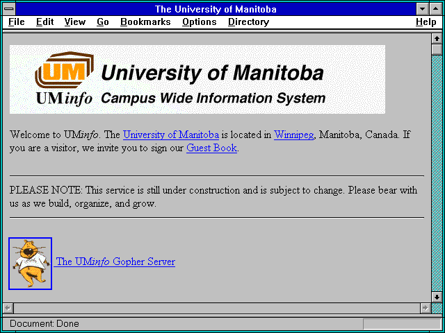 Screenshot of The University of Manitoba