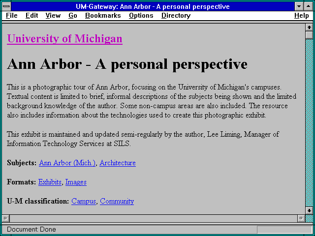 Screenshot of UM-Gateway: Ann Arbor - A personal perspective