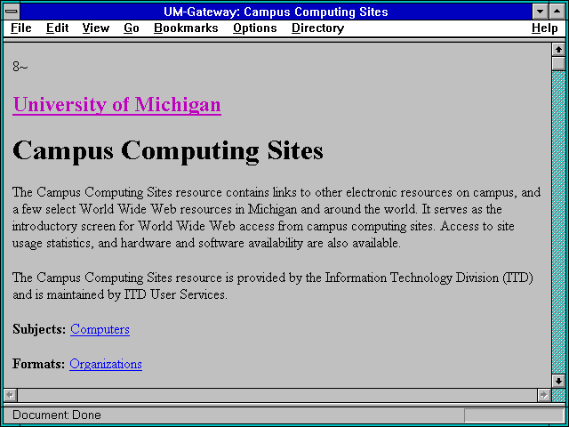 Screenshot of UM-Gateway: Campus Computing Sites