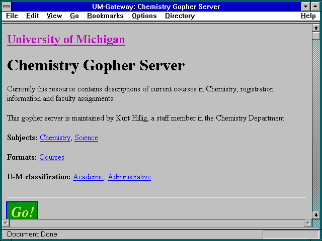 Screenshot of UM-Gateway: Chemistry Gopher Server