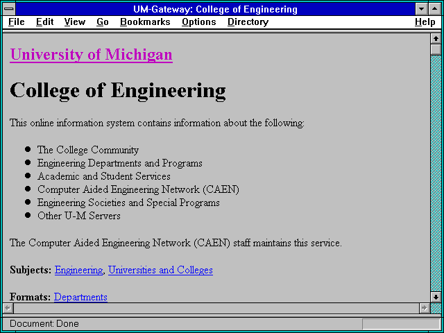 Screenshot of UM-Gateway: College of Engineering