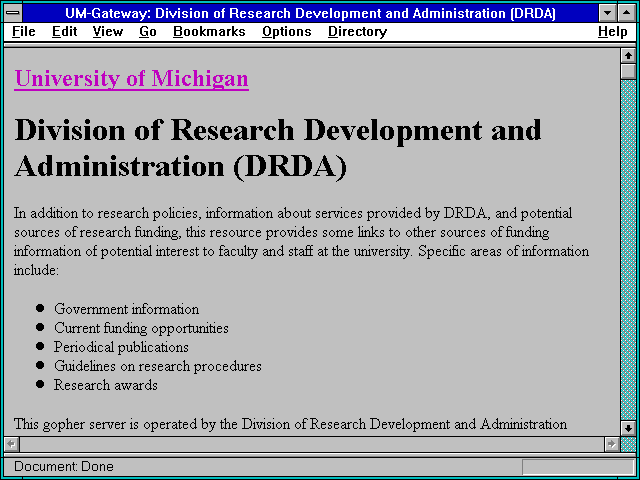 Screenshot of M-Gateway: Division of Research Development and Administration (DRDA)