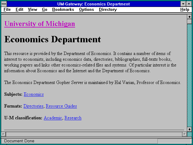 Screenshot of UM-Gateway: EconomicsDepartment