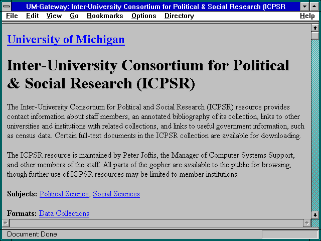 Screenshot of Inter-University Consortium for Political & Social Research (ICPSR)