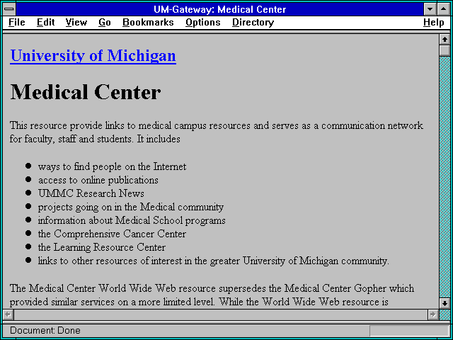 Screenshot of UM-Gateway: Medical Center
