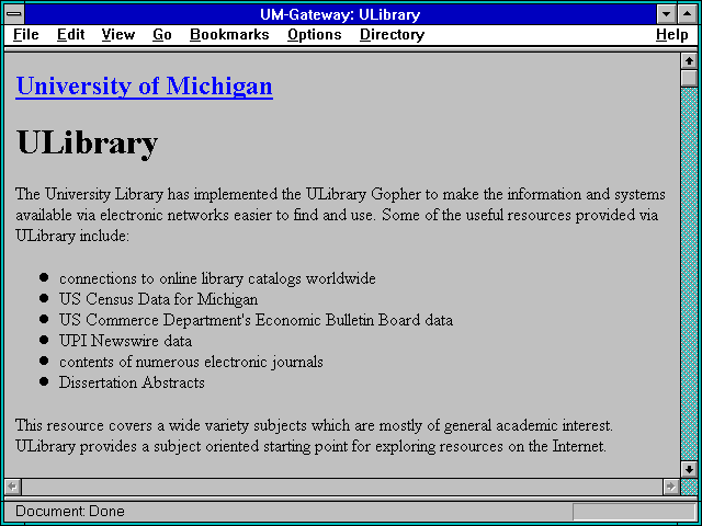 Screenshot of UM-Gateway: ULibrary