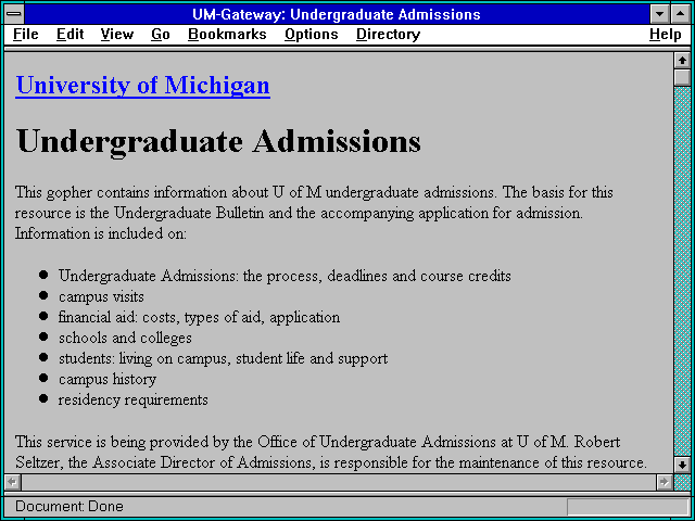Screenshot of UM-Gateway: Undergraduate Admissions
