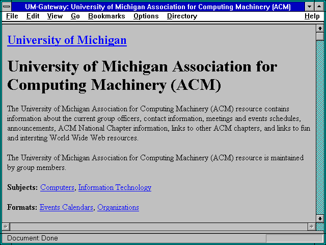 Screenshot of way: University of Michigan Association for Computing Machinery (ACM)