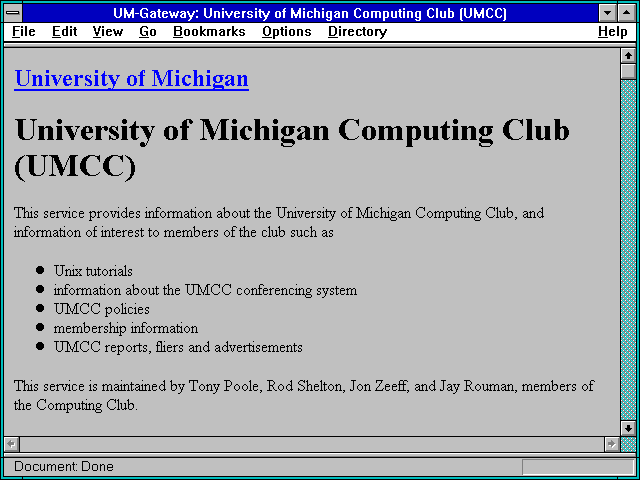Screenshot of UM-Gateway: University of Michigan Computing Club (UMCC)