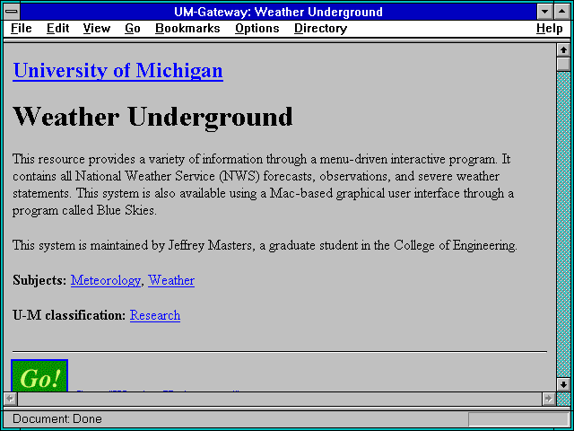 Screenshot of UM-Gateway: Weather Underground