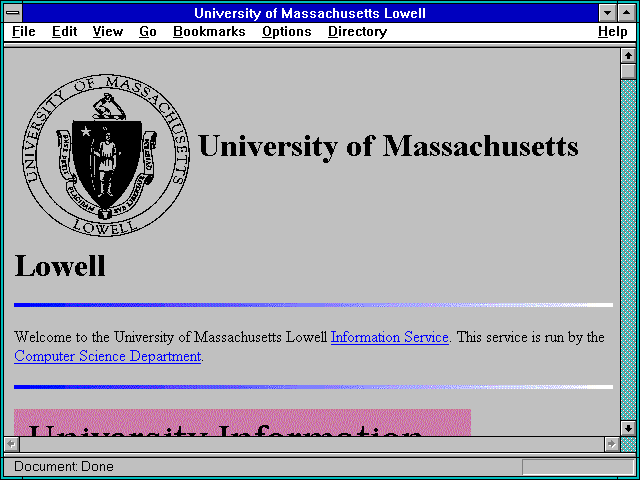 Screenshot of University of Massachusetts at Lowell