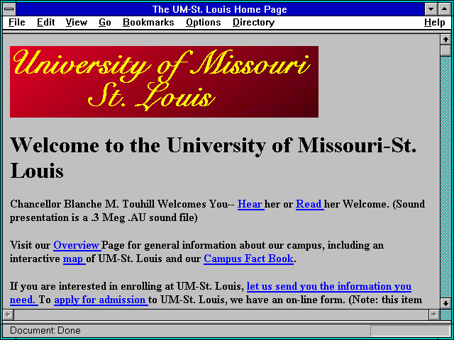 Screenshot of The UM-St. Louis Home Page