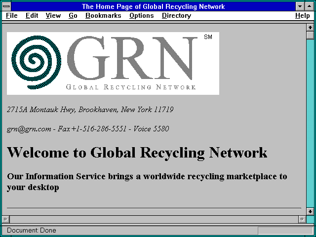 Screenshot of The Home Page of Global Recycling Network